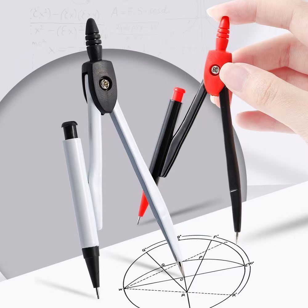 Compass Geometry Set - 金属コンパス プロフェッショナル数学幾何学 鉛筆パターン付き 学校生徒用 製図 円を描く用品