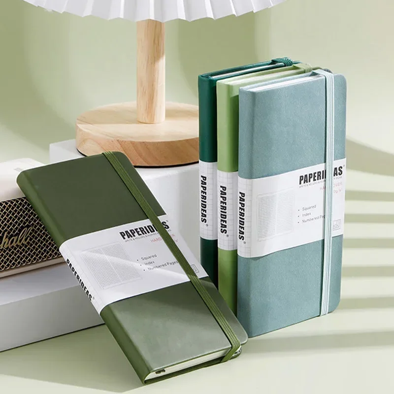 Notebook Dotted A5 - ハードワークトラベルノートブック、番号付き、点線、スパイラル、正方形、空白、点線、点線、点線、空白、ポケット、紙カバーページ、100gsm、158ページ