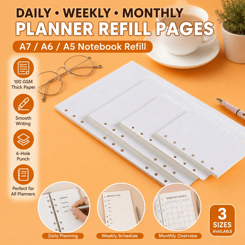 Notebook Dotted A5 - A5 A6 A7プランナーリフィルページ 6穴ルーズリーフノート デイリー ウィークリー
