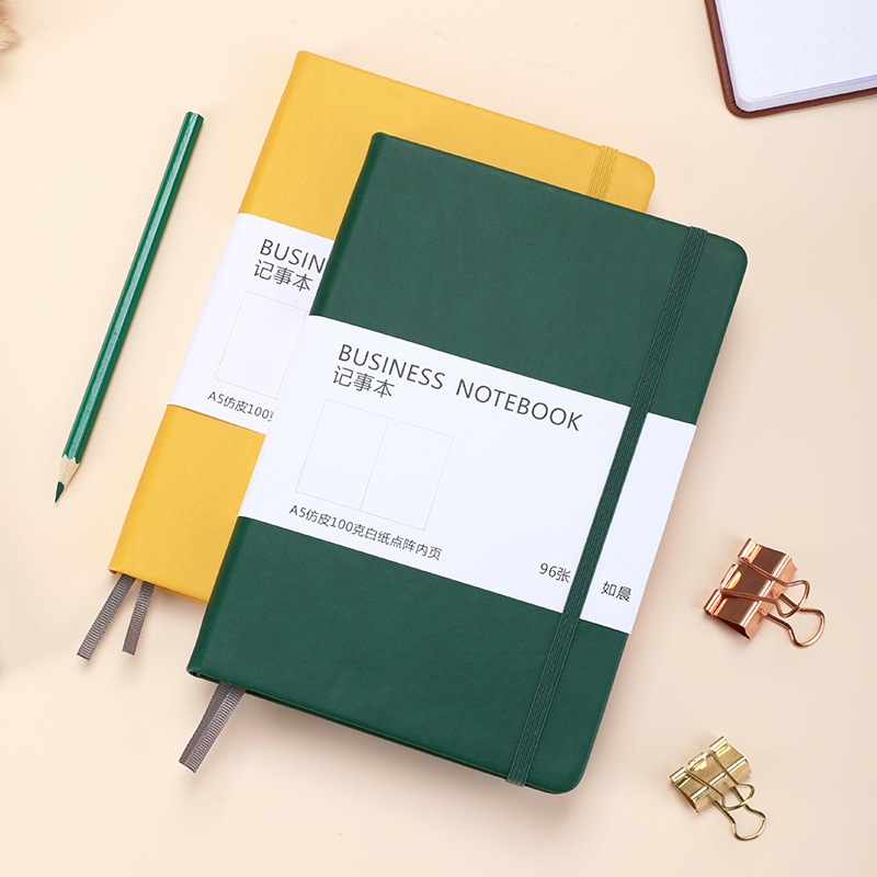 Notebook Dotted A5 - A5ノート、4種類の内紙、132枚（256ページ/冊）、ハードカバー防水カバー、オフィス学生日記帳 QP-60