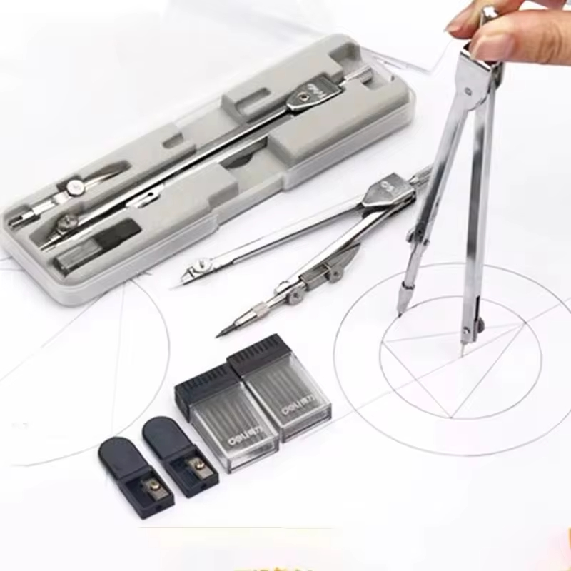 Compass Geometry Set - ステンレス鋼多機能製図コンパス、数学幾何学、耐久性のある円ツール、学用品、セットあたり2 4 5 6個