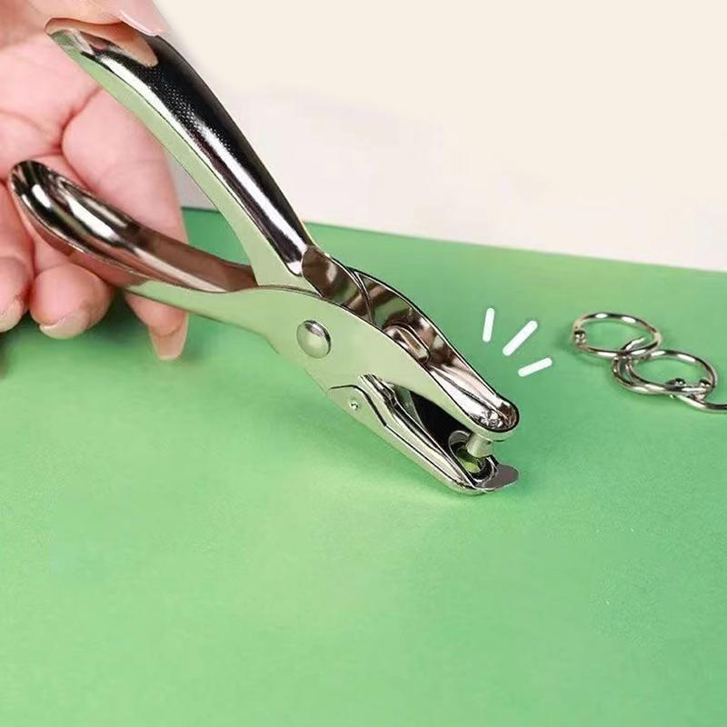 Paper Punch 3 Hole - 手持ち式金属製文房具用丸穴パンチ、穴径3/6mm、穴あけペンチ、紙用穴あけ器、箱入り単穴パンチ