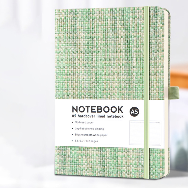 A5 ノートブック模造リネンハードカバー弾性バンド付き 19 - Notebook Dotted A5 のレビューと価格