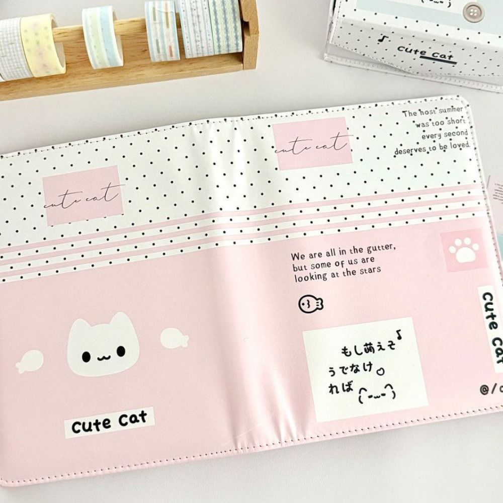 韓国A5ルーズリーフノートPUレザー水玉模様猫柄フォトカード - Notebook Dotted A5 のレビューと価格