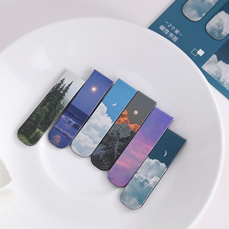 2 個の風景テーマの磁気ブックマークマグネットページマーカー - Bookmark Magnetic Clip のレビューと価格