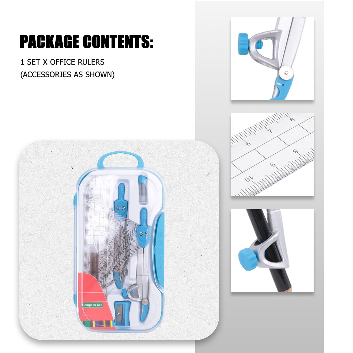 MALL ジオメトリコンパスセット 10個入り 学校用数学分 - Compass Geometry Set のレビューと価格