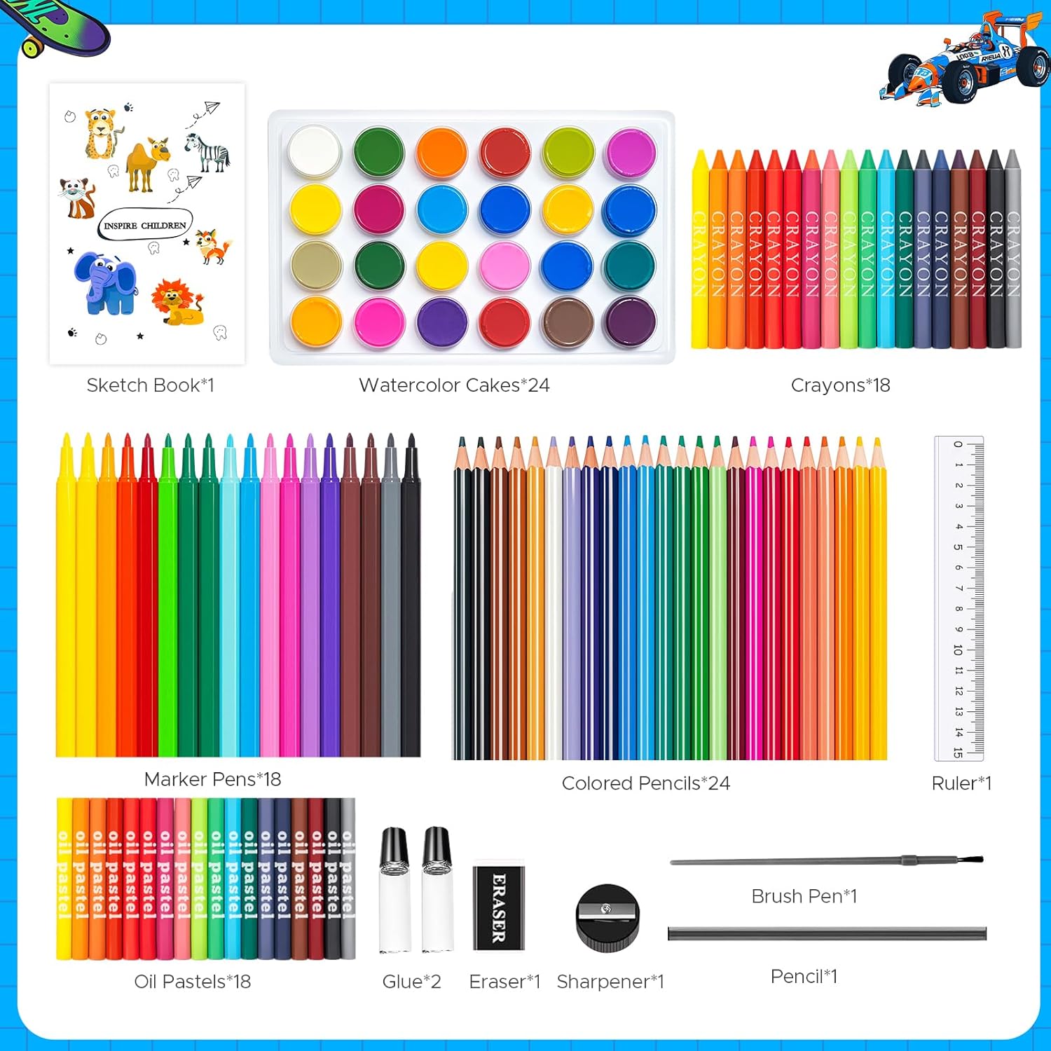 110個入りアート＆クラフト用品セット、塗り絵ペンセット、マ - Highlighter Set Pastel のレビューと価格