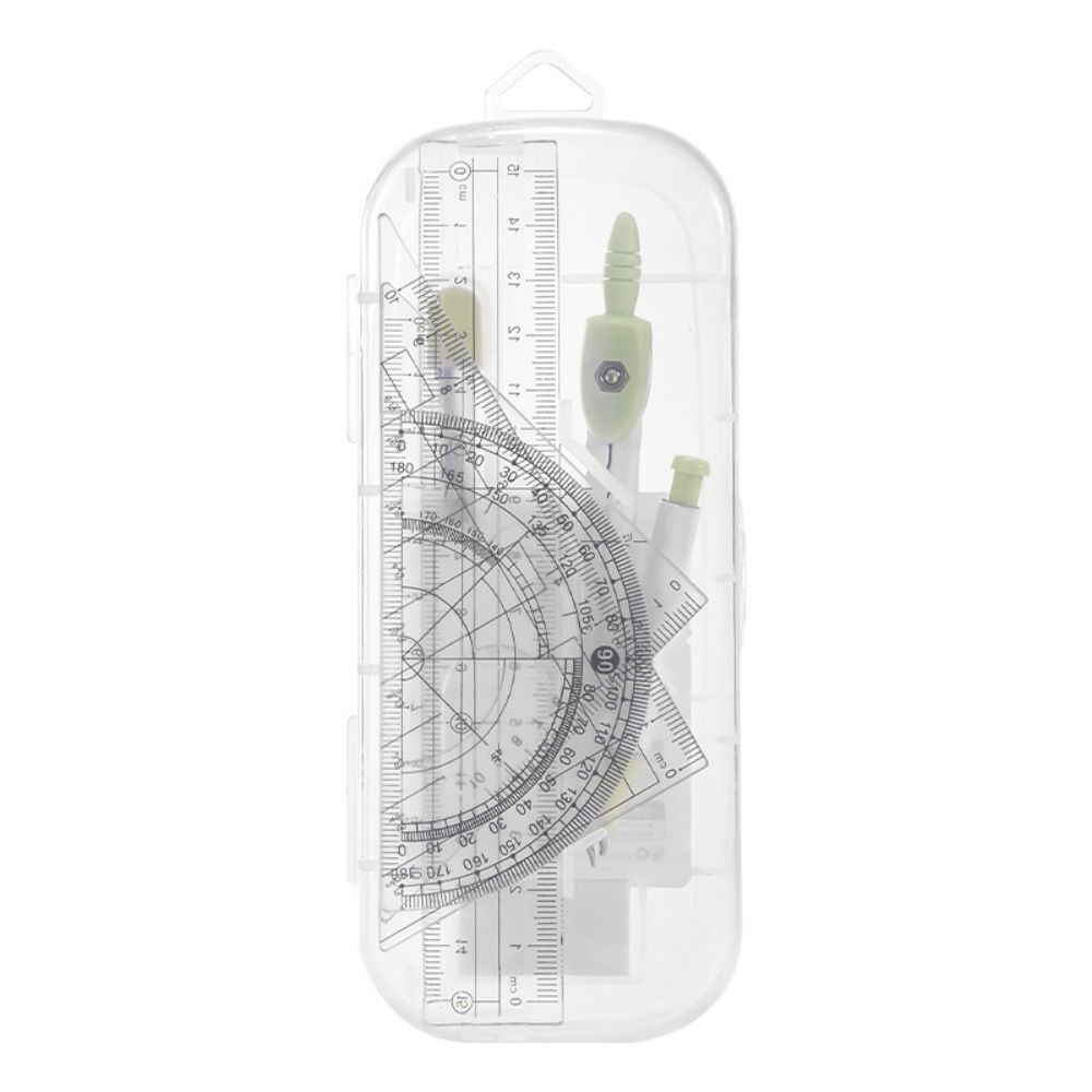 8 ピース/セットプラスチック定規コンパスセット透明消しゴム - Compass Geometry Set のレビューと価格