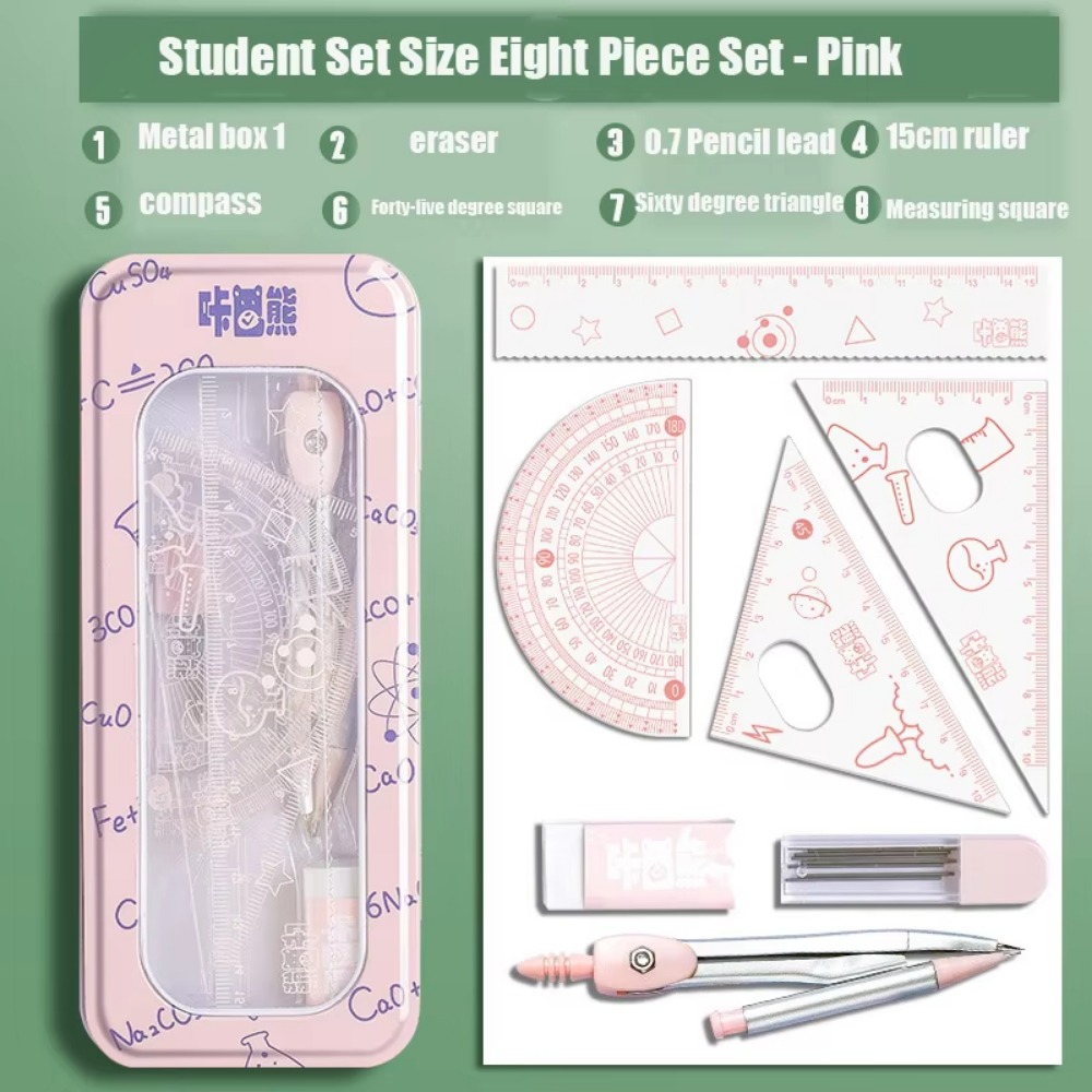 8 ピース/セット多機能数学幾何学セット 0.7 ミリメート - Compass Geometry Set のレビューと価格
