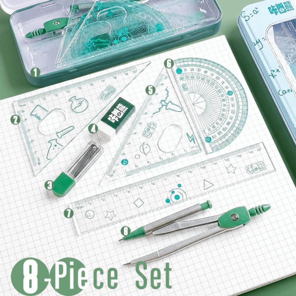 8 ピース/セット多機能数学幾何学セット 0.7 ミリメート - Compass Geometry Set のレビューと価格