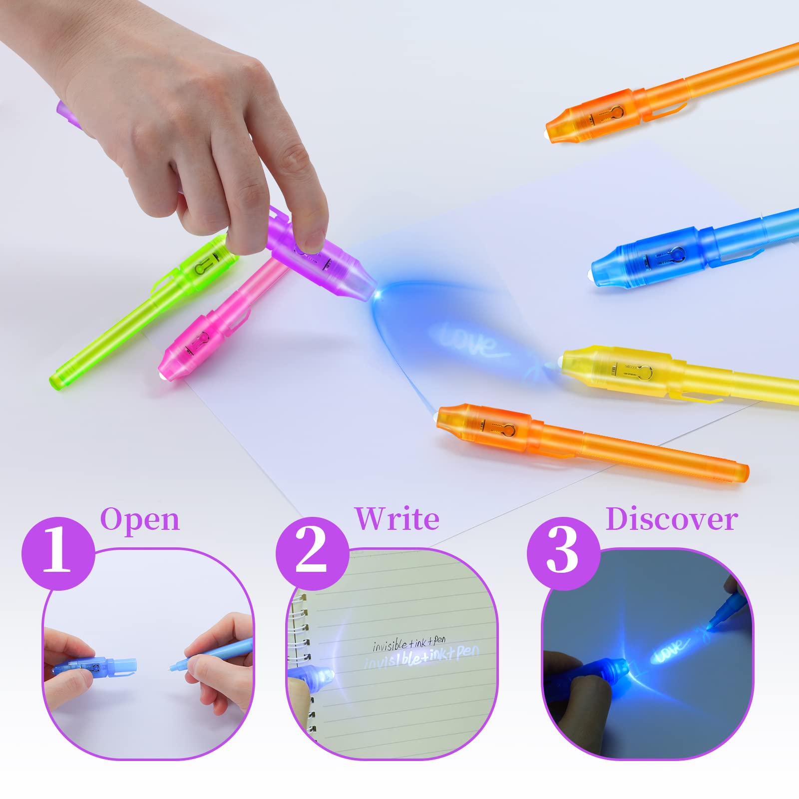 10本入り 見えないインクペン マジックペン UVライトで消 - Highlighter Set Pastel のレビューと価格