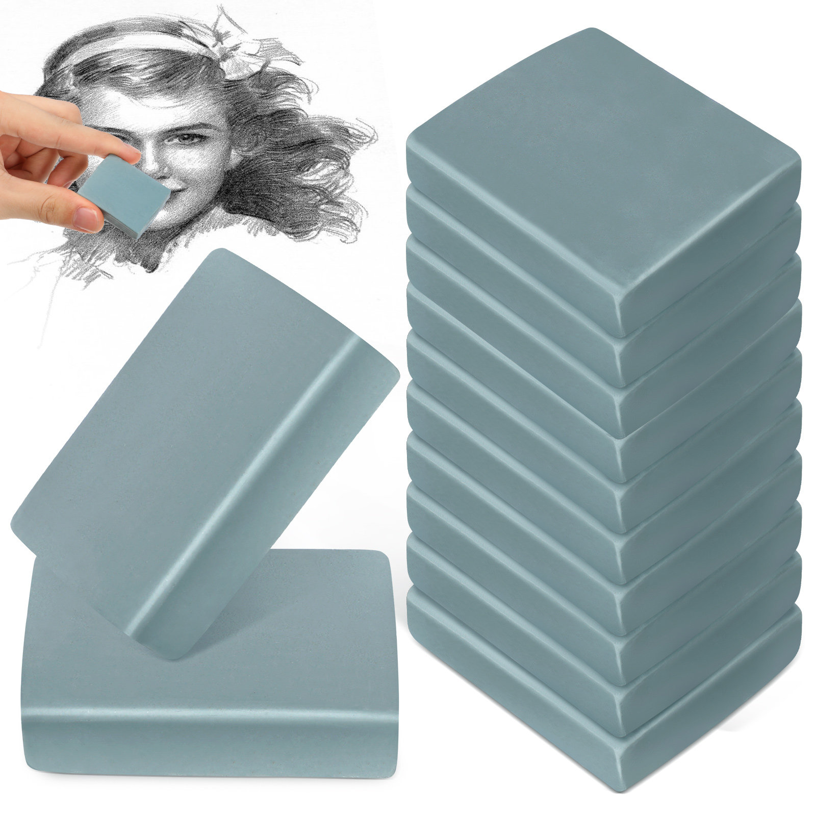 12個入りアート用消しゴム、描画用練り消しゴム、柔らかく柔軟 - Rubber Eraser Kneaded のレビューと価格