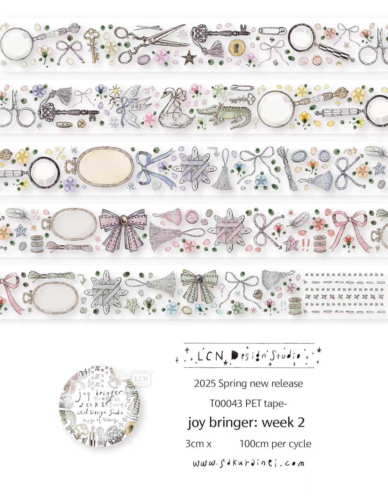 1 ループ LCN ヴィンテージステッカークラブジョイブリン - Washi Tape Set のレビューと価格