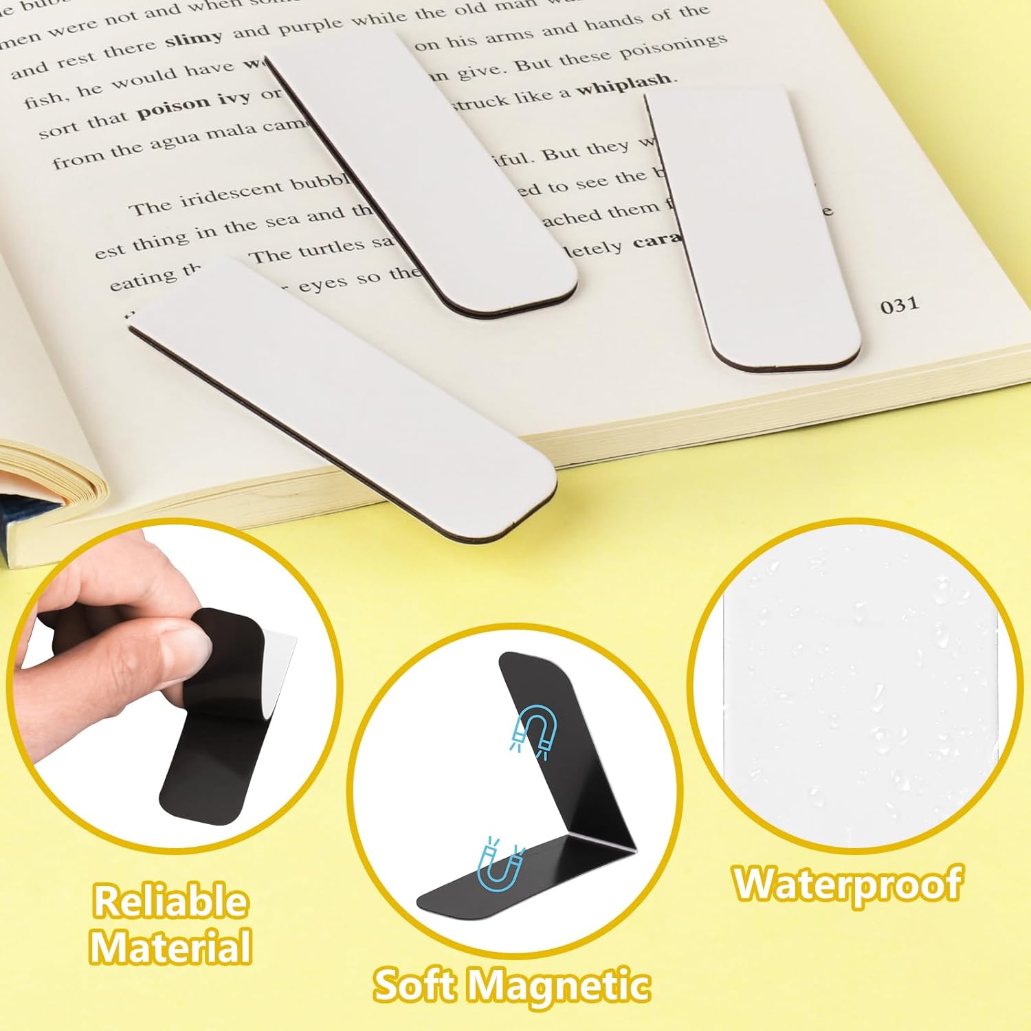 15個入り 無地昇華型磁気ブックマーク – 学校用品や手作り - Bookmark Magnetic Clip のレビューと価格