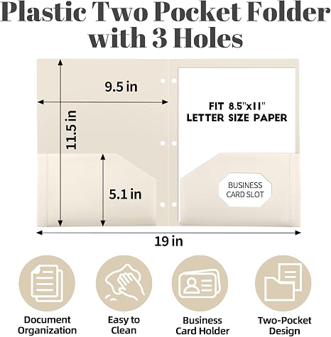 ポケット付きプラスチックフォルダー7個パック、3リングバイン - Paper Punch 3 Hole のレビューと価格